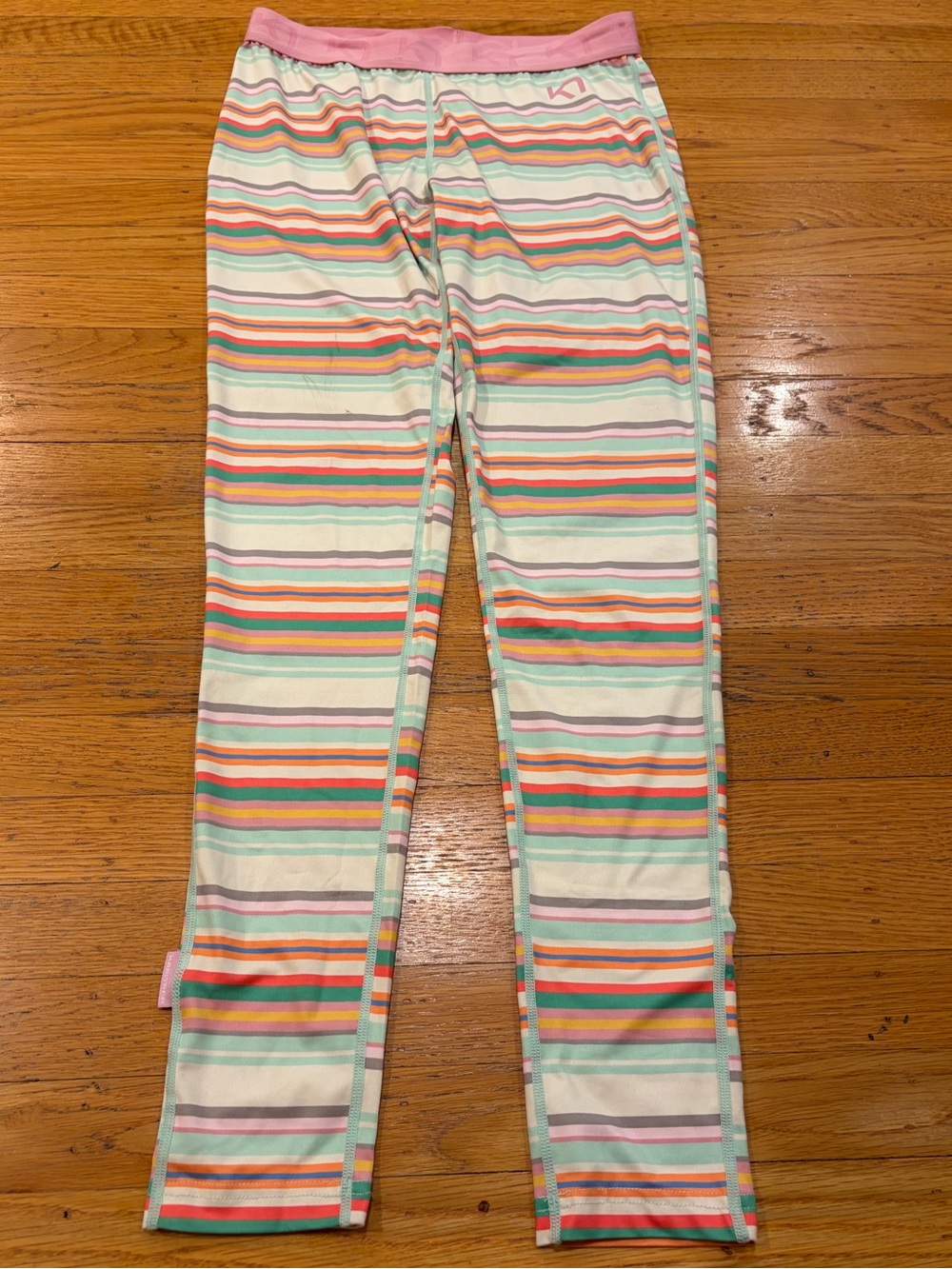 Kari Traa Pastel Striped Pants with Pink Waistband